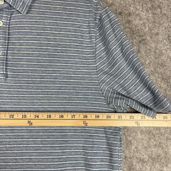 Faherty Movement Polo Shirt Mens Large Blue Striped Pima Cotton Modal Stretch - Picture 7 of 13